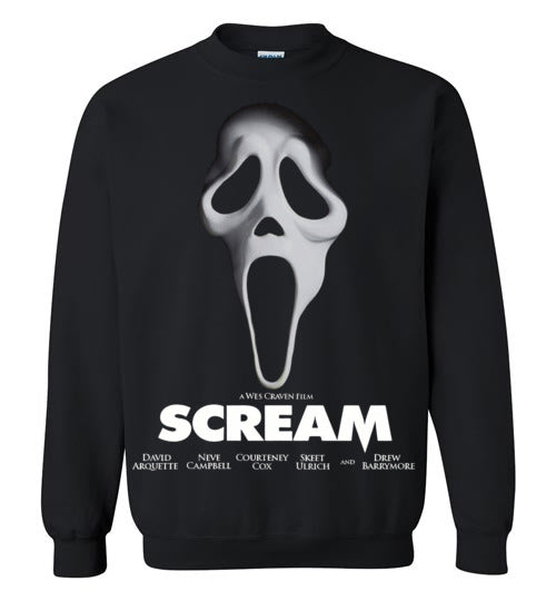 Scream scary movies, masks, thriller, wes craven, halloween, horror, 90s movies,ghostface,drew barrymore,v5, Gildan Crewneck Sweatshirt