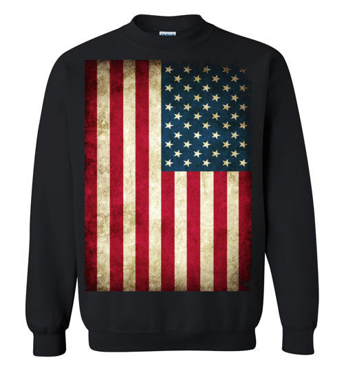 USA Flag Distressed 4th Of July Independence Day America Vintage American Flag v4b , Gildan Crewneck Sweatshirt
