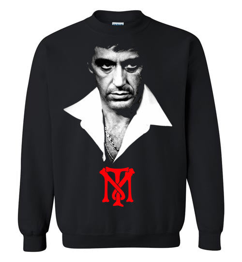Tony Montana Scarface Al Pacino Gangster Movie 80's ,v2, Gildan Crewneck Sweatshirt