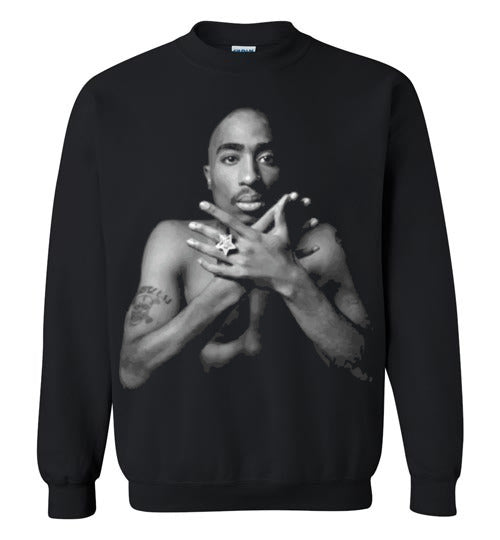 Tupac 2pac Shakur Makaveli Death Row hiphop gangsta Swag, v22, Gildan Crewneck Sweatshirt
