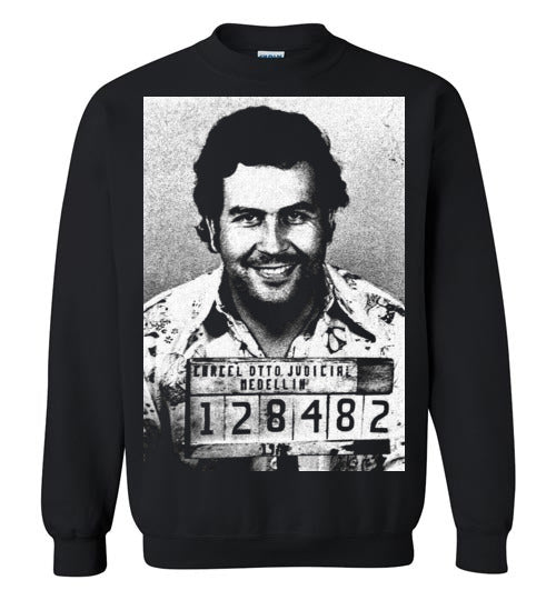 Pablo Escobar,Colombian Drug Lord, MedellÃ­n Cartel,Narcos,El Patron, King,Mugshot, v1a, Gildan Crewneck Sweatshirt