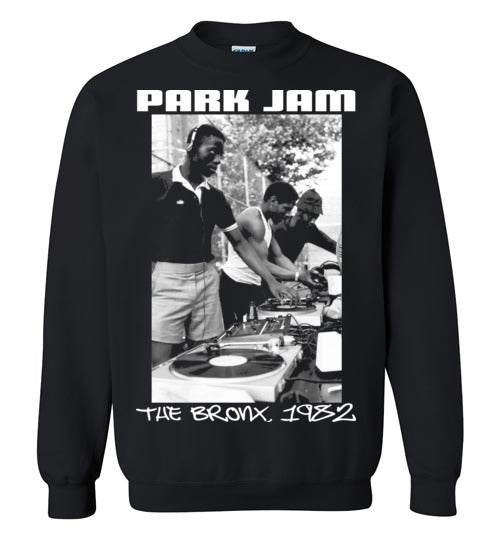 Old School, Hip Hop, New York,1982 Bronx, Park Jam Party,Vinyl, DJ,Rap,v2,Gildan Crewneck Sweatshirt
