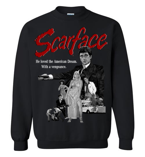 Tony Montana Scarface Al Pacino Gangster Movie  v6 , Gildan Crewneck Sweatshirt