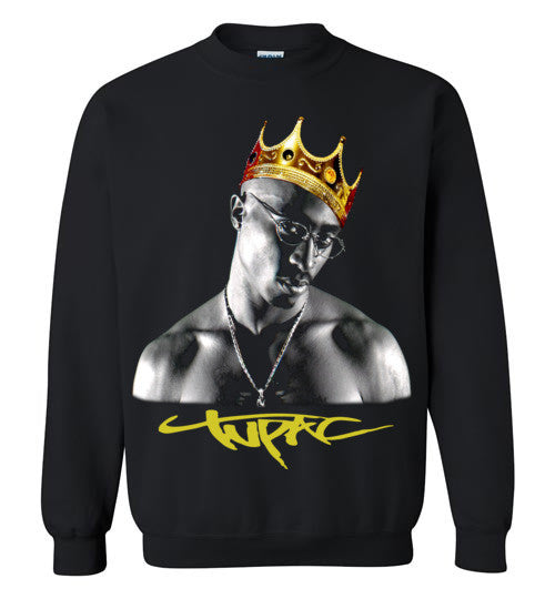 Tupac 2pac Shakur Makaveli Gold Crown Death Row hiphop gangsta Swag Dope, v17, Gildan Crewneck Sweatshirt