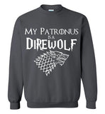 Game Of Thrones , Harry Potter My Patronus is a Direwolf , Gildan Crewneck Sweatshirt