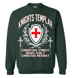 Knights Templar Deus Vult Christus Vincit,v27,Crewneck Sweatshirt