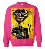 Jean Michel Basquiat Cabeza 9 Artist Graffiti Icon Art Genius Designer , Streetart,painting,expressionist,Crewneck Sweatshirt
