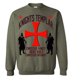 Knights Templar Christus Vincit Deus Vult Christus Regnat ,V15,Crewneck Sweatshirt