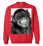 Monkey funny chimpanzee happy smile face,v3,Crewneck Sweatshirt