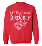 Game Of Thrones , Harry Potter My Patronus is a Direwolf , Gildan Crewneck Sweatshirt