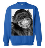 Monkey funny chimpanzee happy smile face,v3,Crewneck Sweatshirt
