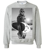 Chewbacca Surfing Star Wars Selfie Retro Vintage Surf , Gildan Crewneck Sweatshirt