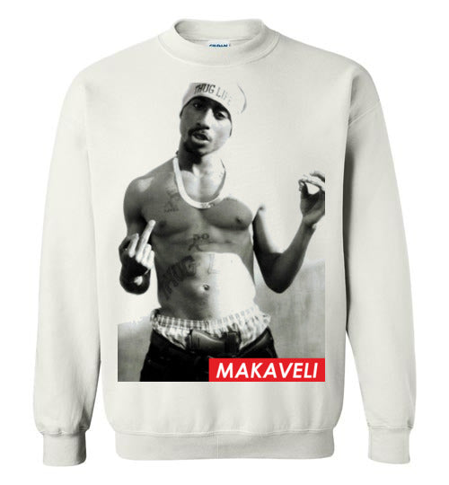 Tupac 2pac Shakur Makaveli Death Row hiphop gangsta Swag, v32a, Gildan Crewneck Sweatshirt