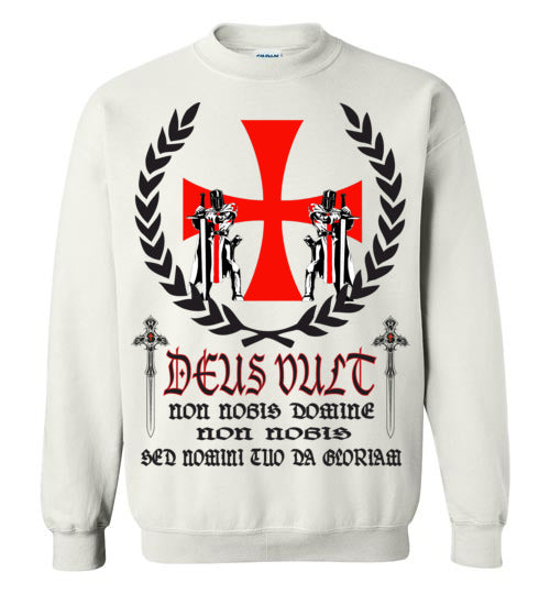 Knights Templar - Deus Vult ,v3,Gildan Crewneck Sweatshirt