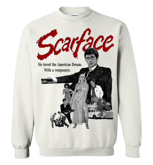 Tony Montana Scarface Shirt Tee Al Pacino Gangster Movie 80's,v6b,Gildan Crewneck Sweatshirt