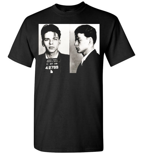Frank Sinatra Mugshot Black , Design Blends with the Shirt ,v1b, Gildan Short-Sleeve T-Shirt
