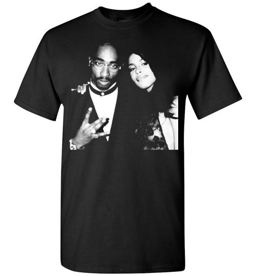 Tupac 2pac Shakur & Aaliyah , Makaveli  hiphop gangsta Swag Dope,v40, Gildan Short-Sleeve T-Shirt